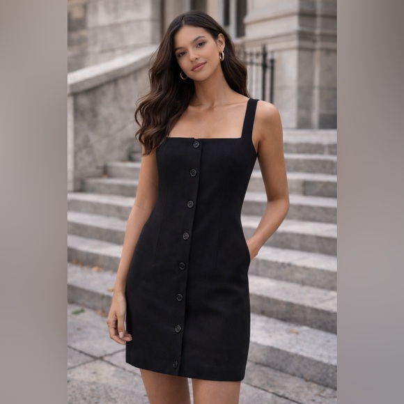 Loulou Studio Idon 100% Virgin Wool Black Mini Dress L Parisian Sheath - Picture 13 of 13